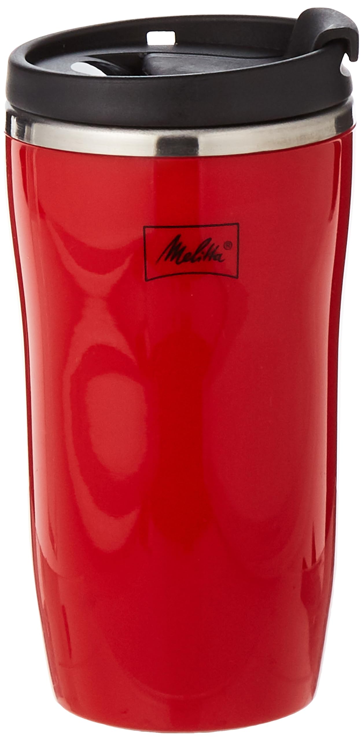 Melitta 6758256 Insulated Travel Coffee Mug - 16oz BPA-Free Plastic Thermos with Leak-Proof Lid & Comfort Grip - Keeps Drinks Hot/Cold for Hours - Perfect for Commuting, Camping & Office Use (Red)