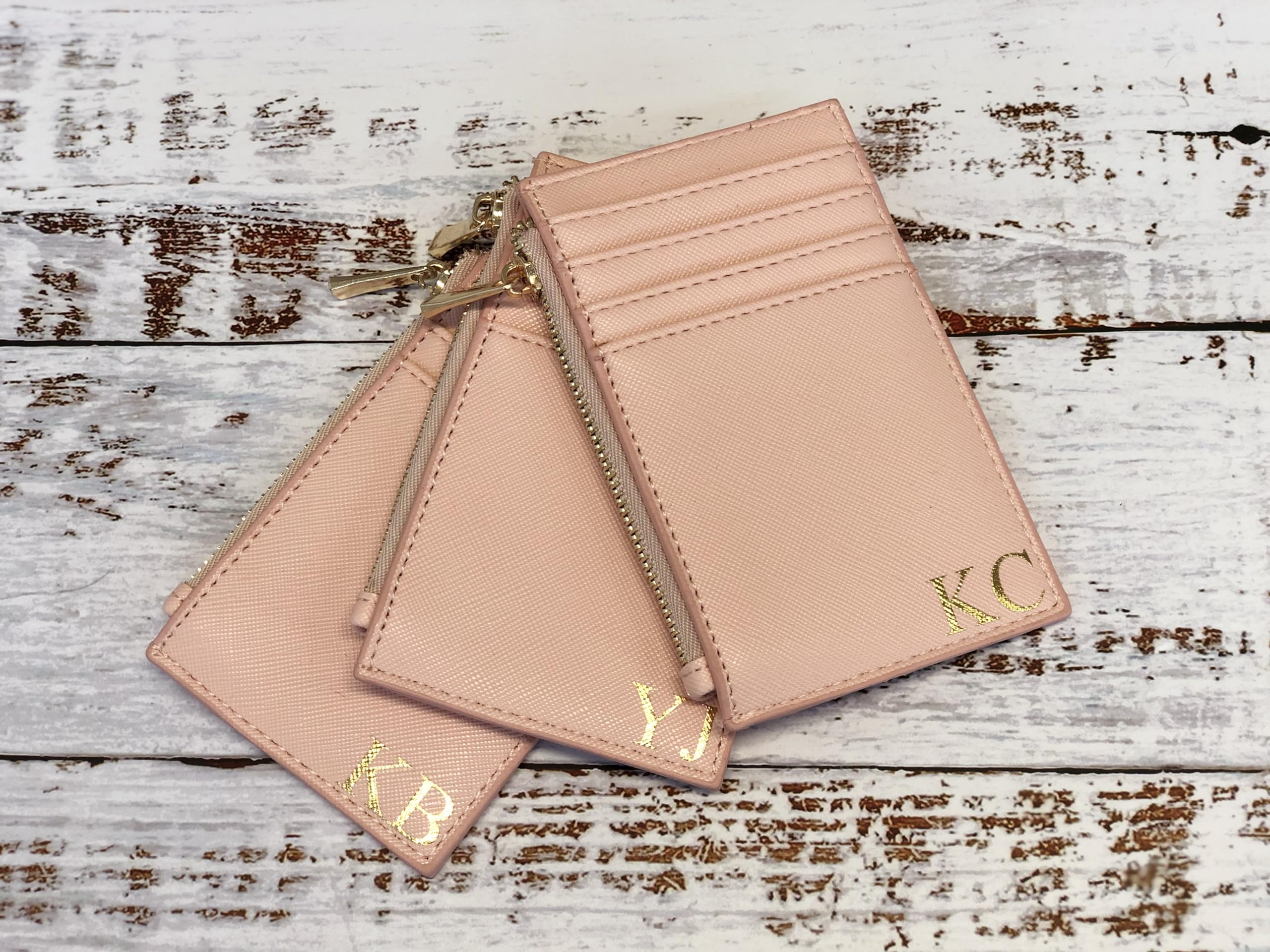 Personalized Monogram Wallet for Women & Men - RFID Blocking Slim Card Holder with Gold Zipper (Black) - Perfect for Travel, Business & Everyday Use