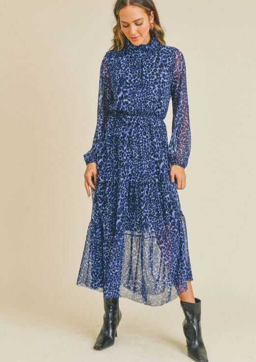 Elegant Blue Mesh Dress for Women - Made in USA | Perfect for Parties, Weddings & Special Occasions