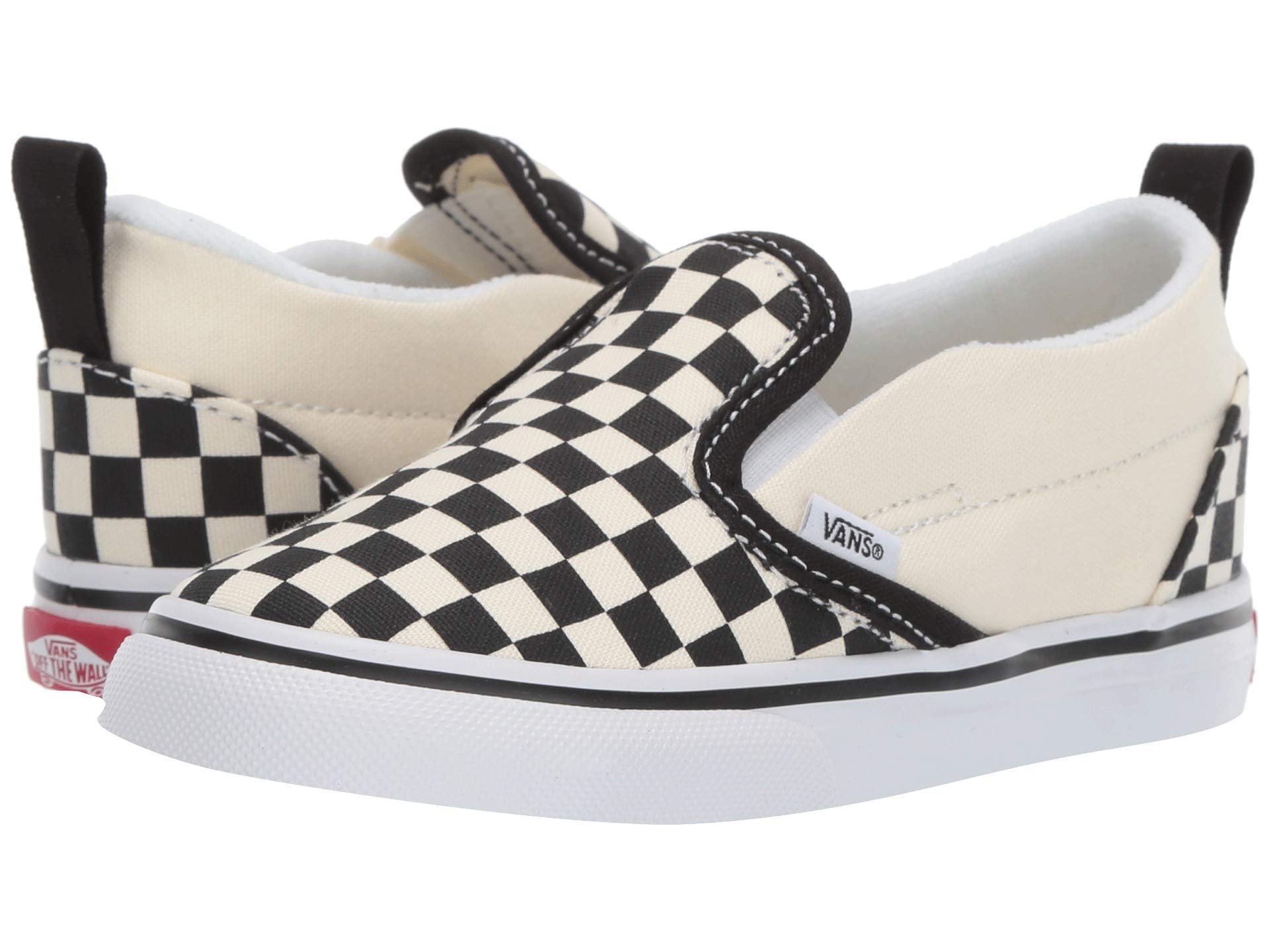 Vans Toddler Slip-On Checkerboard Sneakers - Black/Off White - Size 6.5 - Comfortable Kids Shoes for School, Play & Everyday Wear