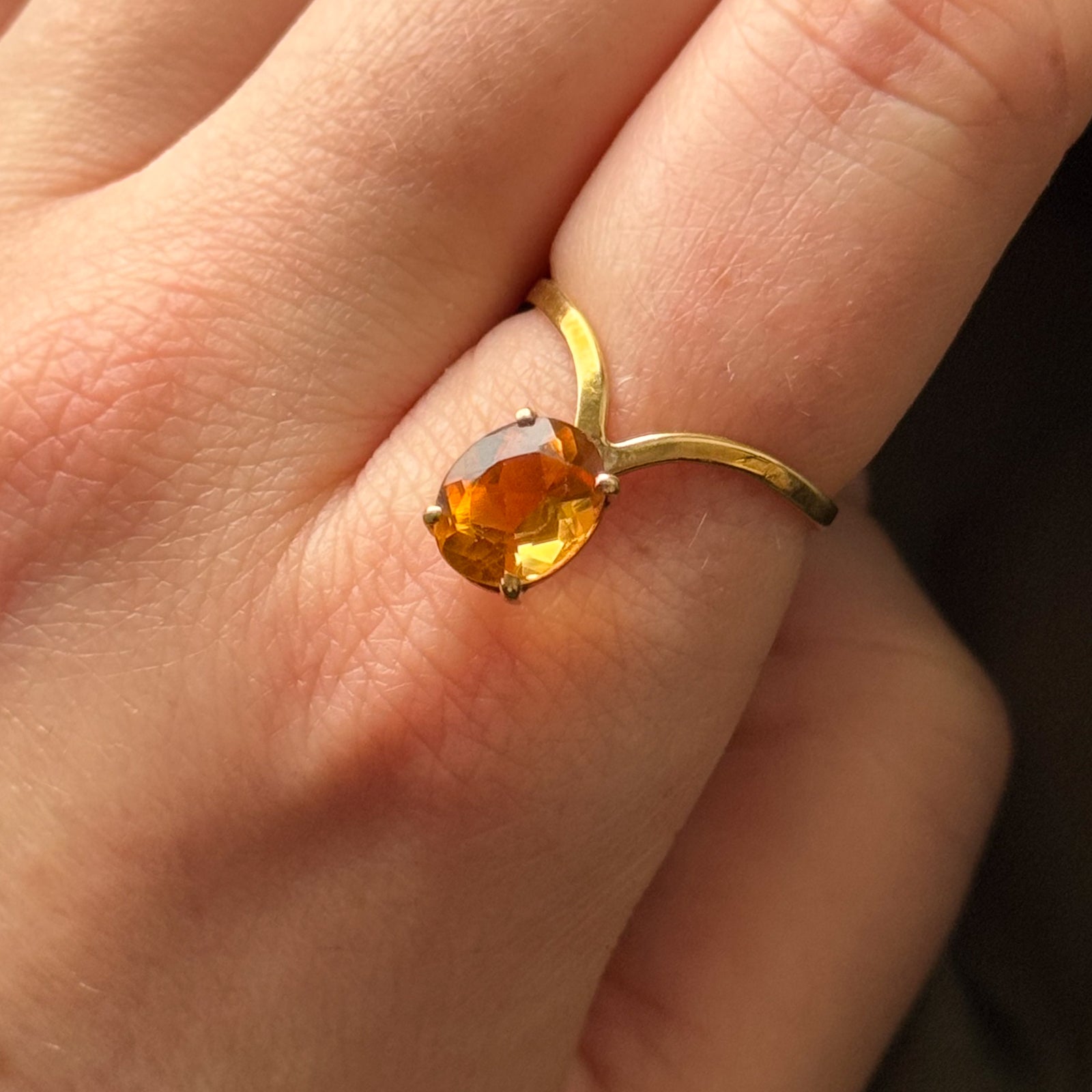 Mandarin Citrine Chevron Cocktail Ring - 1.90ct Natural Gemstone, Size 7.25, 925 Sterling Silver, Elegant Statement Jewelry for Women - Perfect for Parties, Weddings & Special Occasions