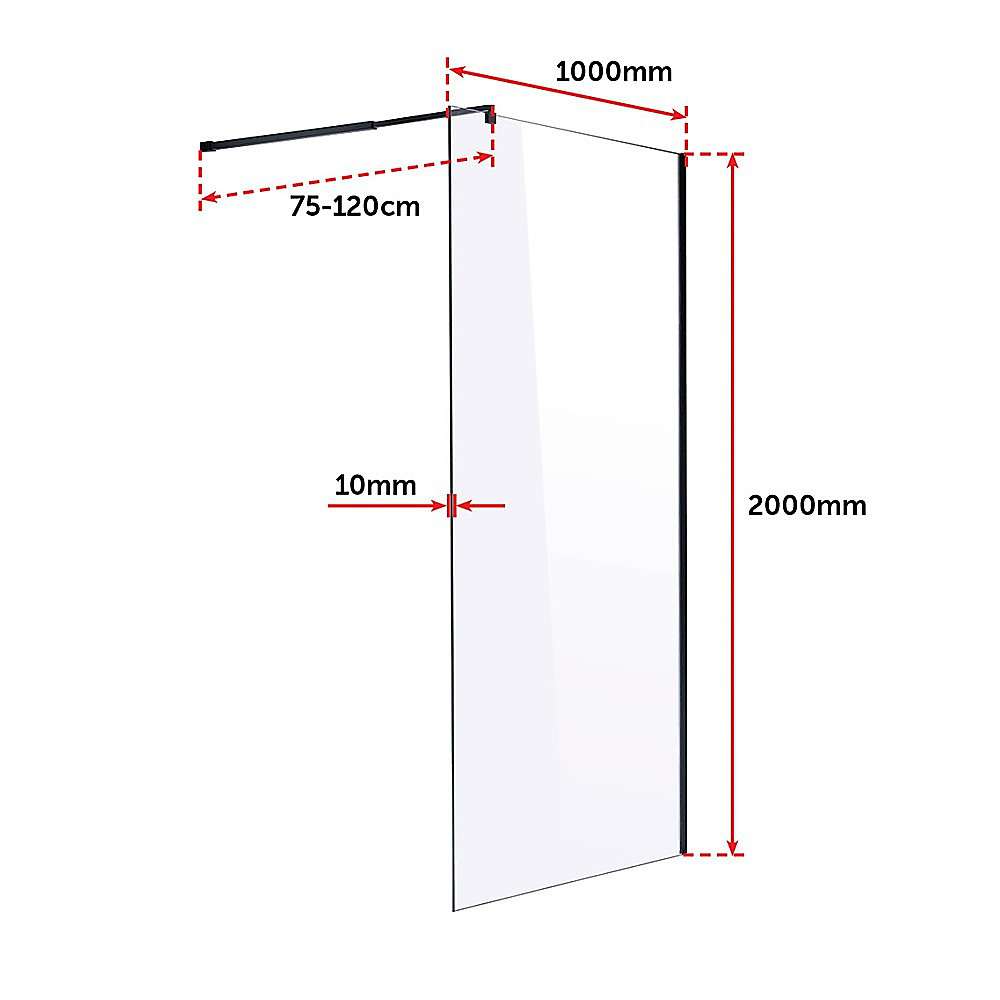 10mm Frameless Safety Glass Shower Screen - 1000x2000mm Tempered Bathroom Glass Panel for Modern Walk-in Showers, Wet Rooms & Spa Bathrooms