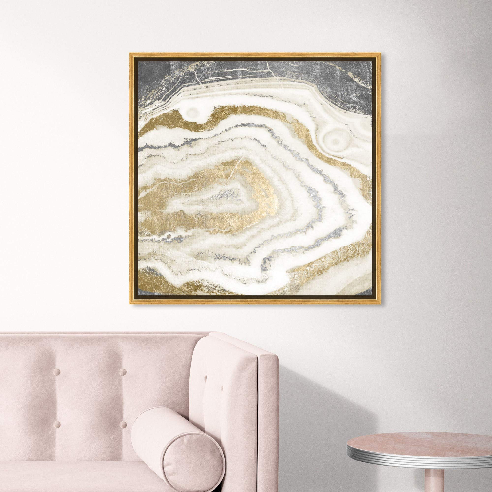 Abstract Wall Art Canvas Print 'Silver Agate' Crystals - 24x24 Inch Gold Framed Home Decor by Oliver Gal Artist Co. | Perfect for Living Room, Bedroom & Office Decor | Model 18404_24x24_CANV_PSGLD