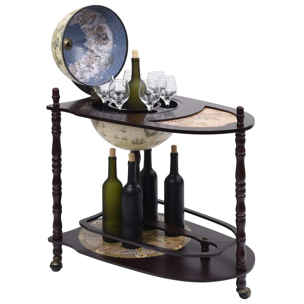 Freestanding Globe Bar Wind Stand - Natural Eucalyptus Wood Green (9.35g) - Perfect for Outdoor Patio, Garden, and Home Decor