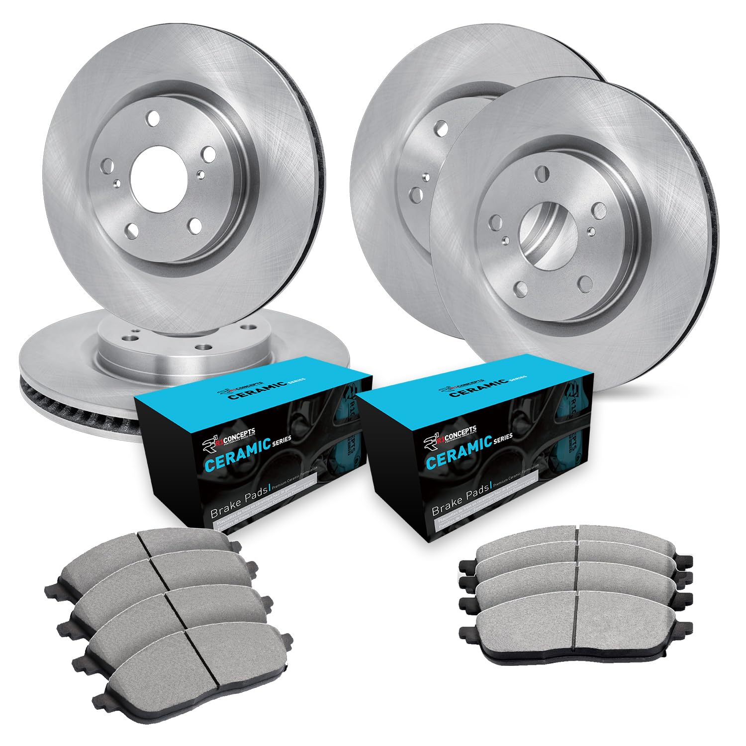 R1 Concepts Premium Ceramic Brake Pads & Rotors Kit - Front & Rear Brake System for 2008-2013 BMW 128i | High-Performance Braking | Perfect for City Driving & Highway Commuting