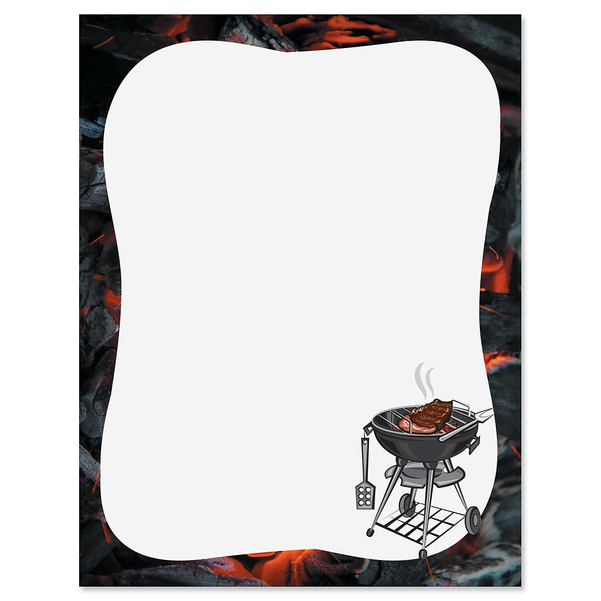 25-Pack BBQ Summer Letter Papers - 8.5 x 11 Inch Barbecue Picnic Stationery, Printer Compatible Computer Paper for Father's Day, Grilling Parties & Outdoor Events