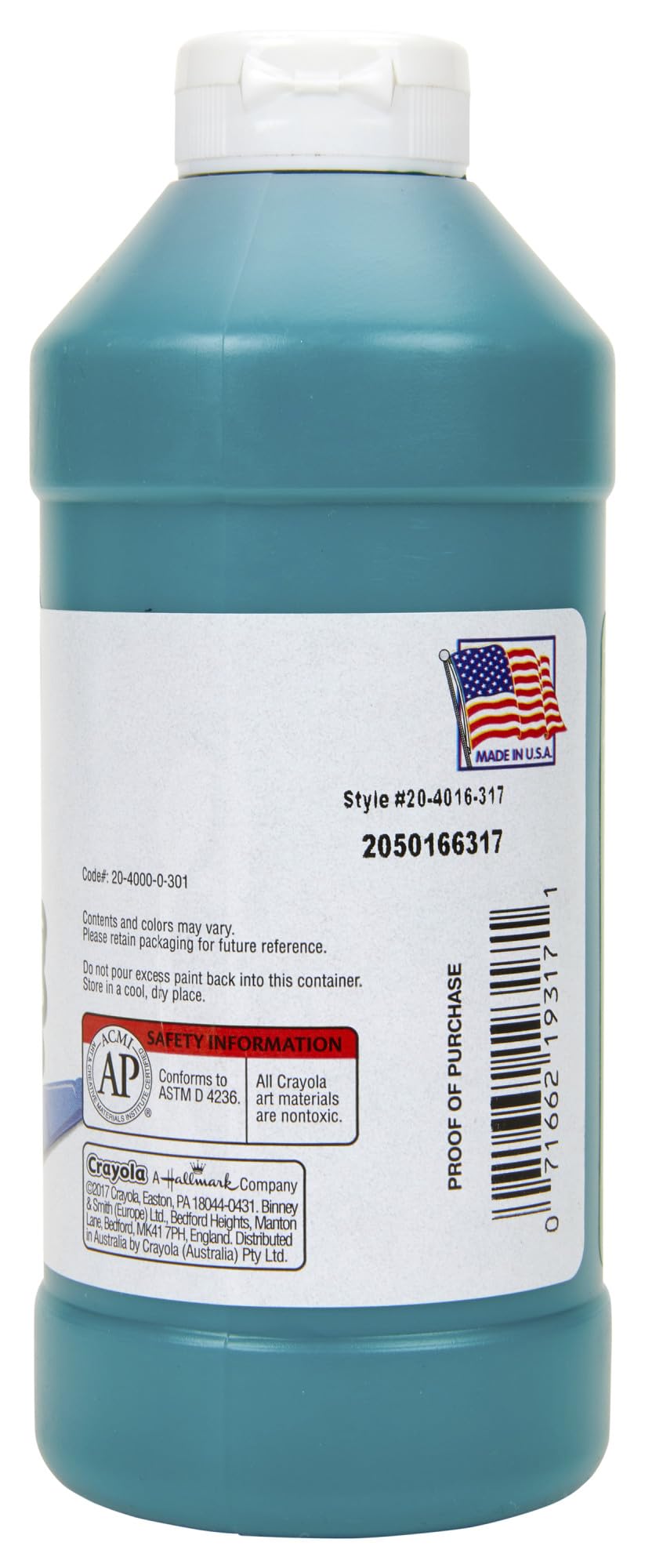 Crayola Acrylic Paint Set - Phthalo Green Non-Toxic Kids Art Supplies (16oz Bottle) for Canvas Painting, DIY Crafts & School Projects