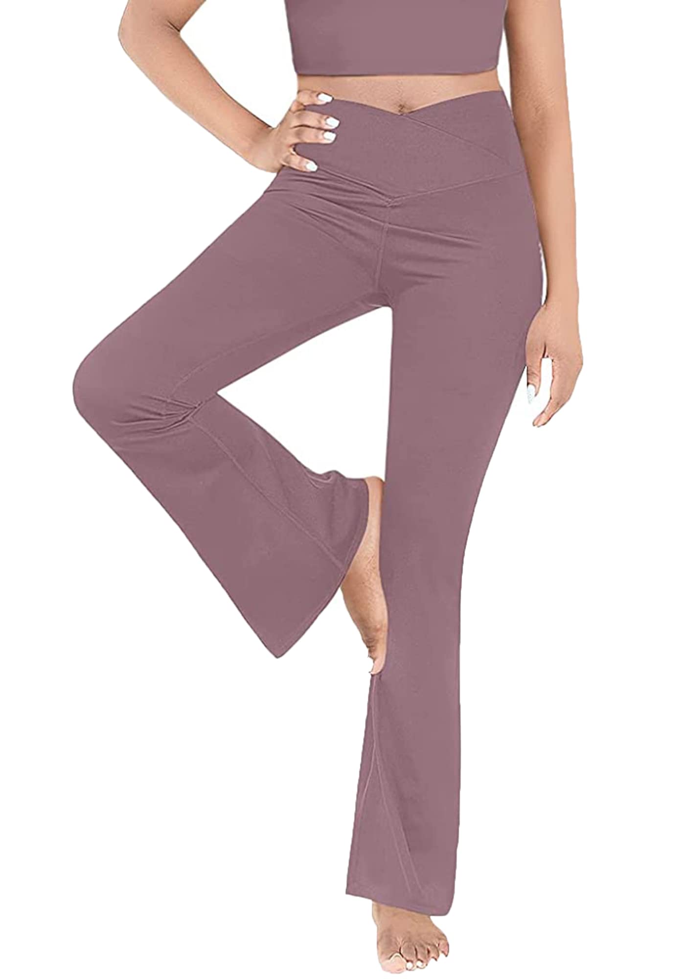Women's High Waisted Bootcut Yoga Pants - V Crossover Flare Leggings for Workout & Lounge | Comfortable Stretchy Flare Pants for Yoga, Gym, Running & Everyday Wear