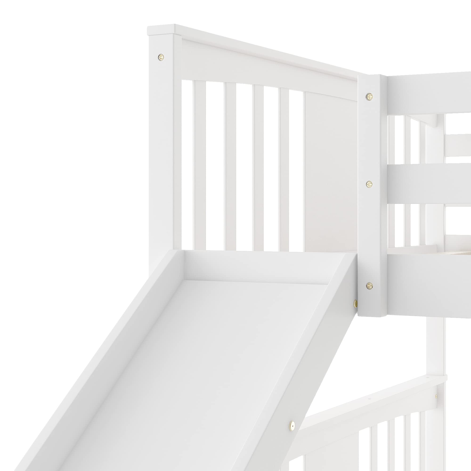 Twin Over Twin Bunk Bed with Slide & Ladder - Sturdy Kids Bunk Bed for Children & Teens, Space-Saving Bedroom Furniture (No Box Spring Required) - Perfect for Shared Kids Rooms, Sleepovers & Small Spaces