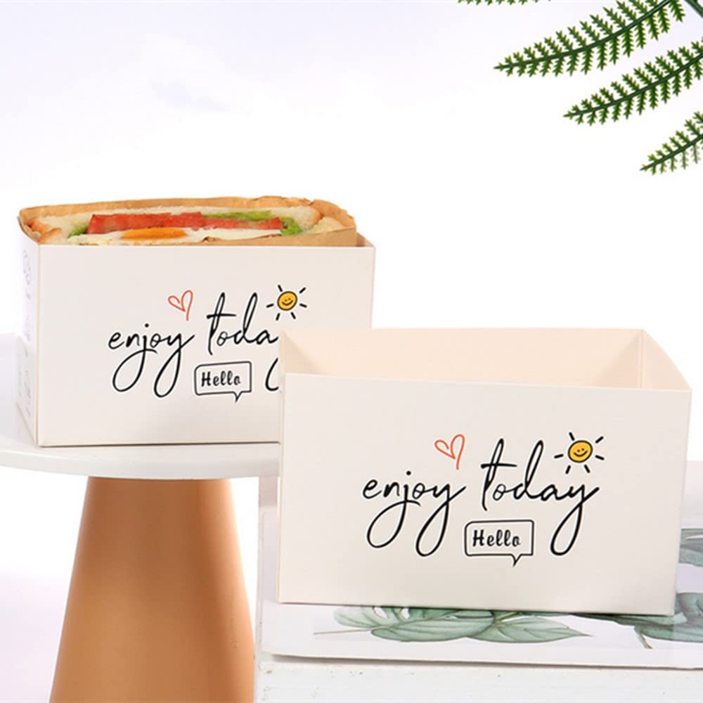 50 Pack Eco-Friendly Paper Take Out Containers | Mini Burger Boxes, Sandwich & Hot Dog Packaging | Food-Grade Toast & Donut Holding Trays | Perfect for Restaurants, Food Trucks, Cafes & Catering Services (Size L-A)