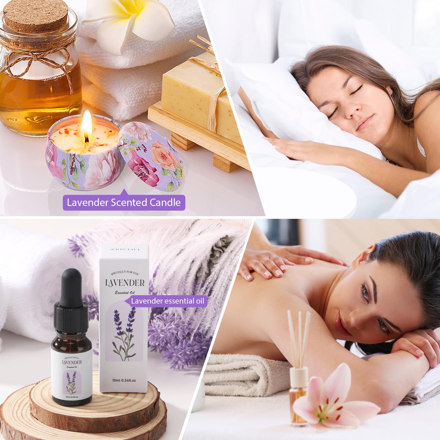 Lavender Spa Gift Set for Women - Relaxing Birthday, Anniversary & Valentine's Day Present for Wife, Mom, Sister or Friend - Self Care Package with Aromatherapy Essentials for Stress Relief & Home Relaxation