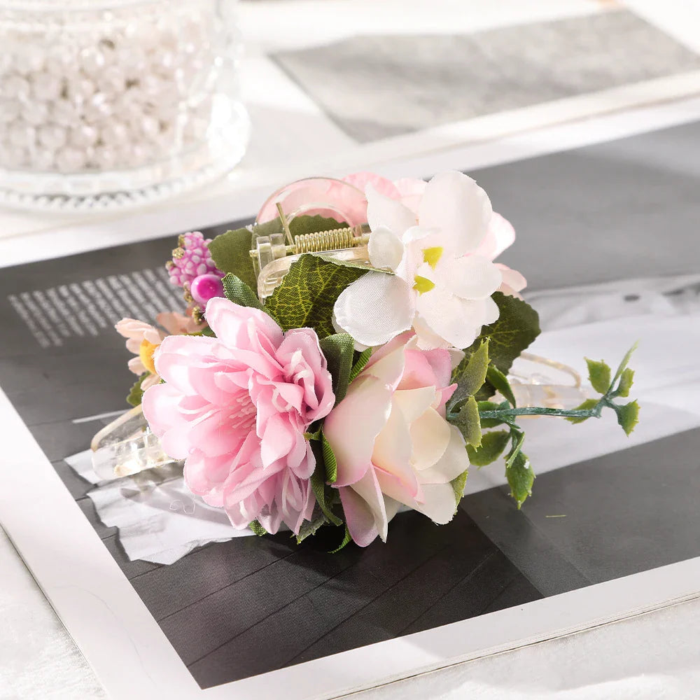 Haimeikang Large Flower Hair Clips for Women - Thick Hair Barrettes, Crab Claw Hairpins, Summer Fashion Hair Accessories for Weddings, Parties, and Everyday Wear