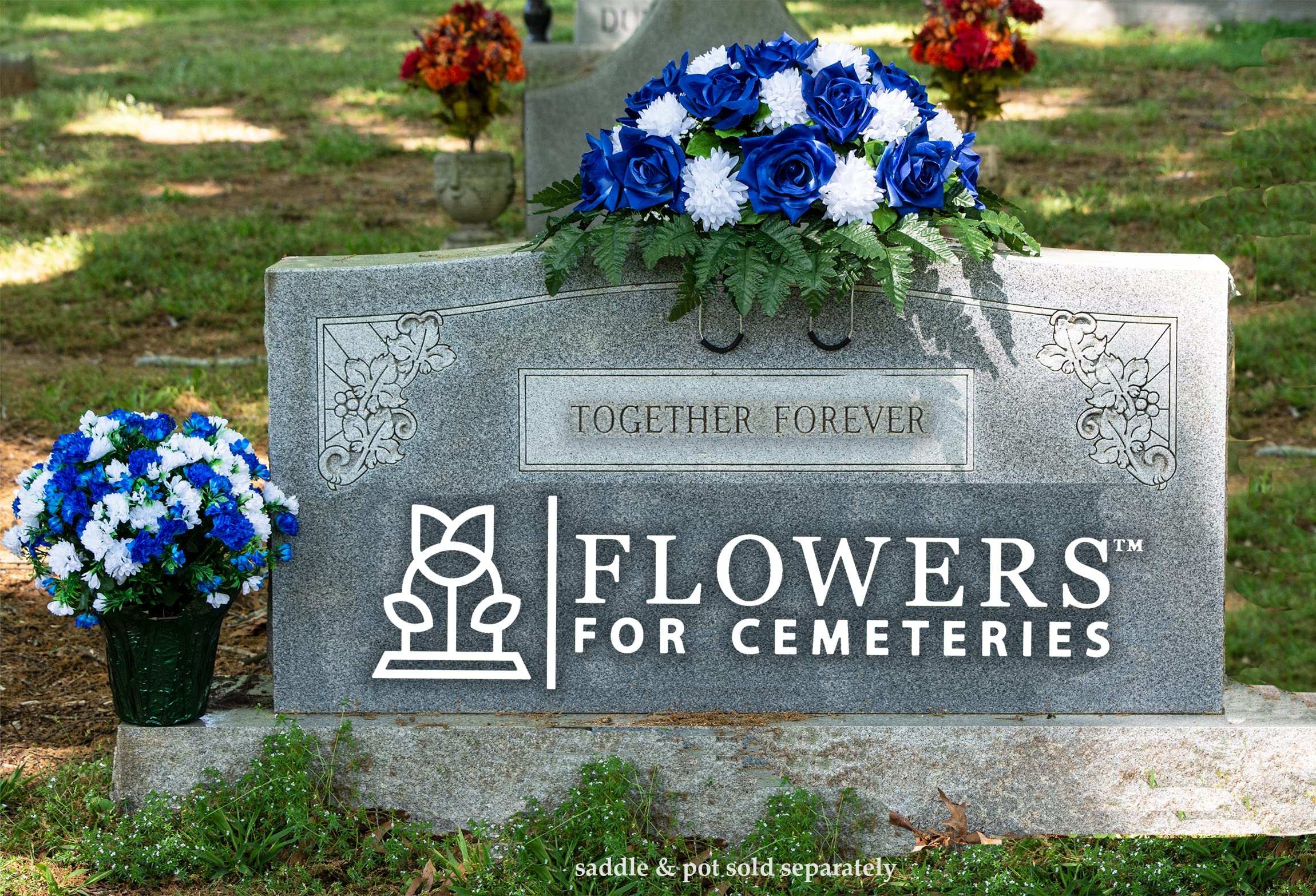 Sympathy Silk Artificial Flowers Weighted Pot Bouquet - 18