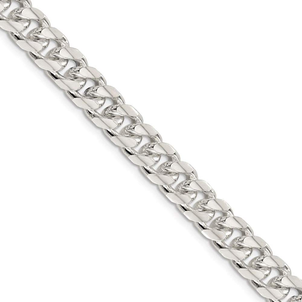 Black Bow Jewelry Men's 8.5mm Sterling Silver Solid Domed Curb Chain Necklace - Perfect for Casual, Formal, and Everyday Wear