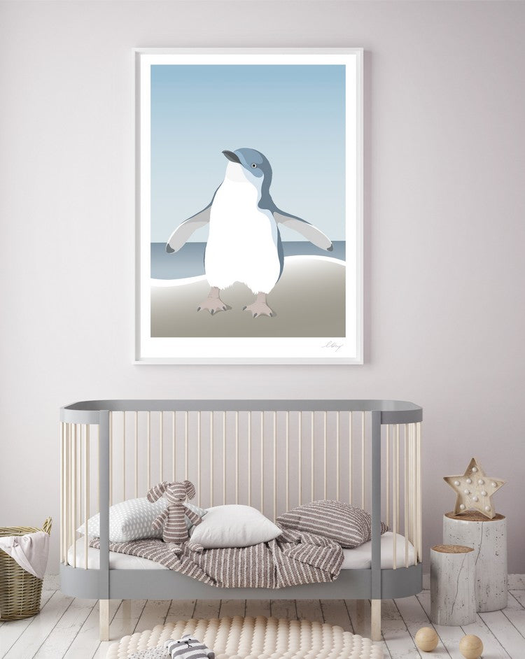 Cathy Hansby Print Blue Penguin Plush Toy - Soft & Cuddly Stuffed Animal for Kids, Perfect for Gifts, Nursery Decor, and Playtime Comfort