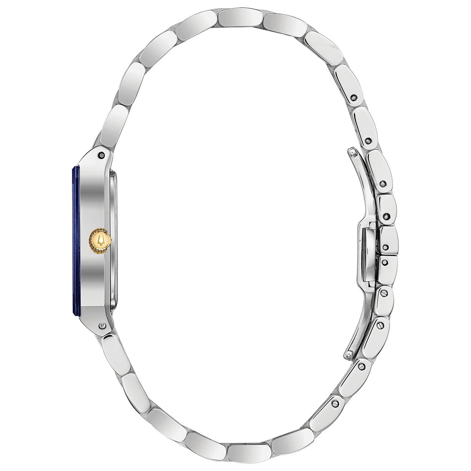 Bulova Ladies' Modern Quadra Two-Tone Stainless Steel Watch with Blue Dial & Diamond Markers - 3-Hand Quartz Movement, Water Resistant - Perfect for Business, Casual & Special Occasions