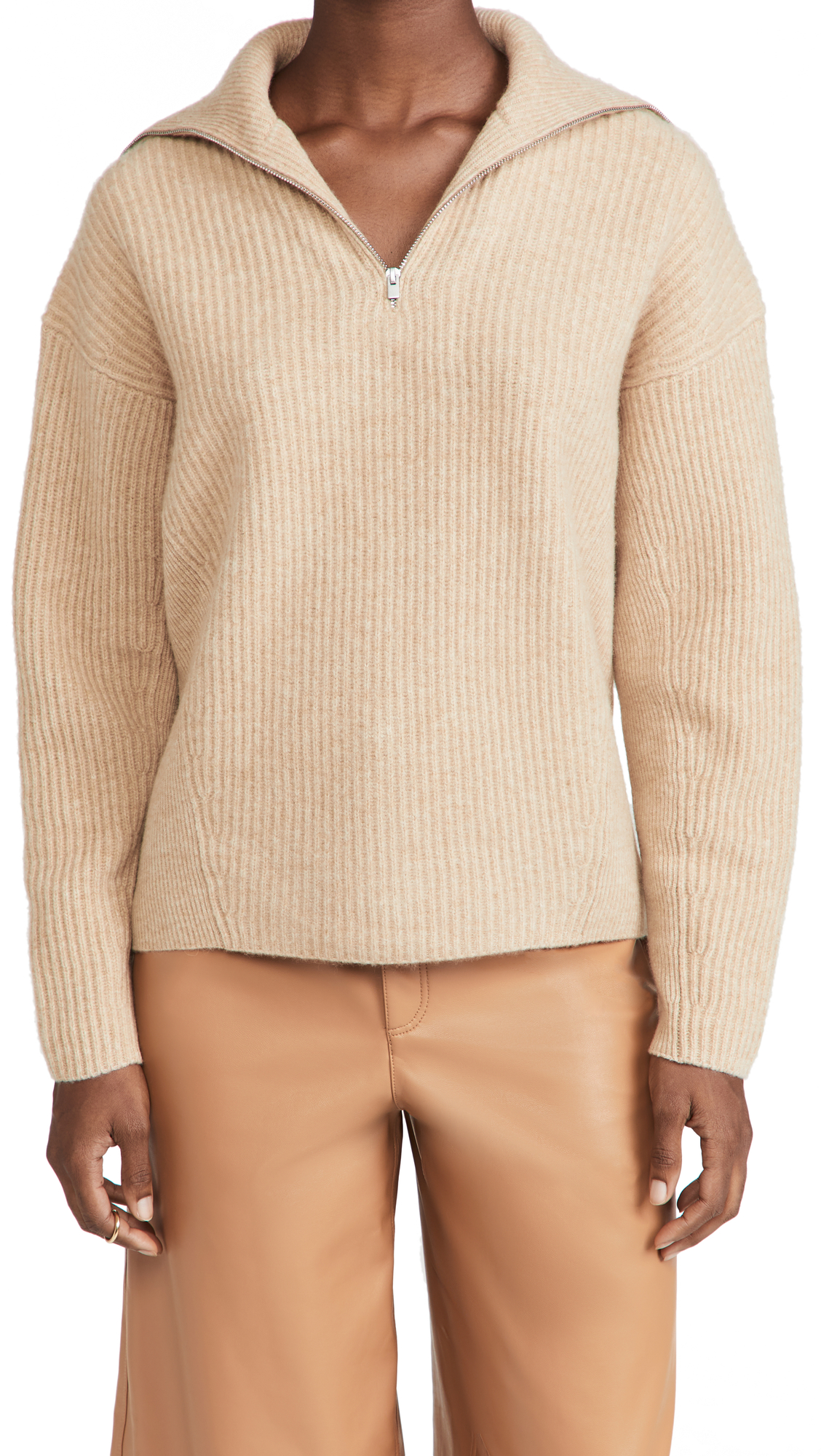 Vince Women's Half Zip Ribbed Pullover Sweater | Soft Knit Casual Long Sleeve Top for Fall & Winter | Perfect for Work, Travel and Weekend Outfits