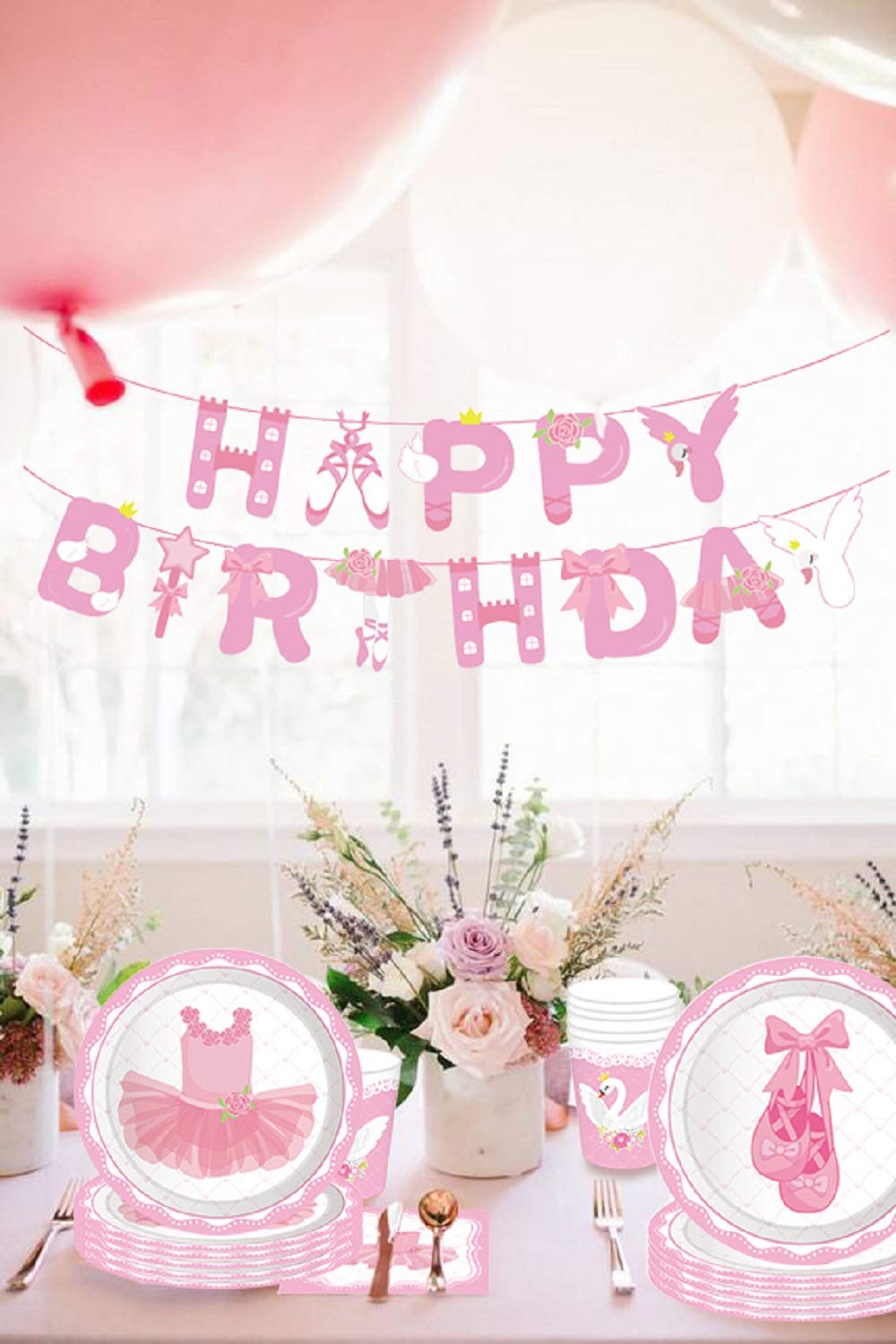 **LaVenty 33-Piece Ballerina Birthday Party Supplies Set - Plates, Napkins & Banner for Ballet-Themed Celebrations | Perfect for Kids' Dance Parties & Themed Events**