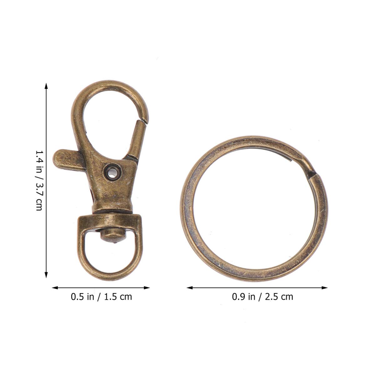 60pcs Gold Lobster Clasp Keychains - Bulk Metal Key Rings for Keys, Bags & Car Accessories