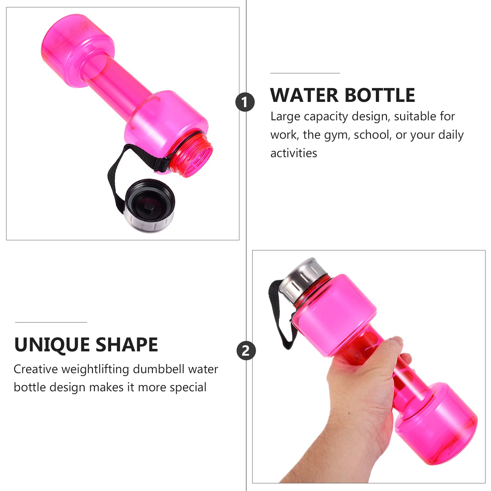 **Cabilock 1pc Dumbbell-Shaped Water Bottle - Leak-Proof Plastic Sports Bottle for Gym, Cycling, Baseball & Travel - Reusable Athletic Water Jug for Fitness & Outdoor Activities**