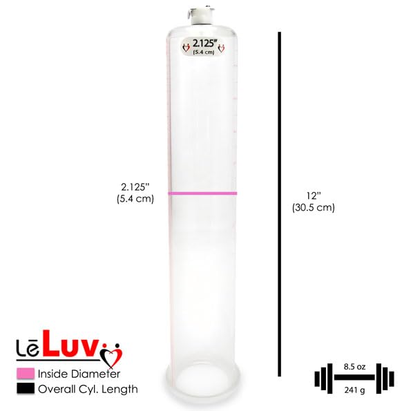 LeLuv Vibrating Penis Pump with Maxi Black Handle & Protected Gauge - Includes Clear Hose & 4 Sizes of Constriction Rings (12