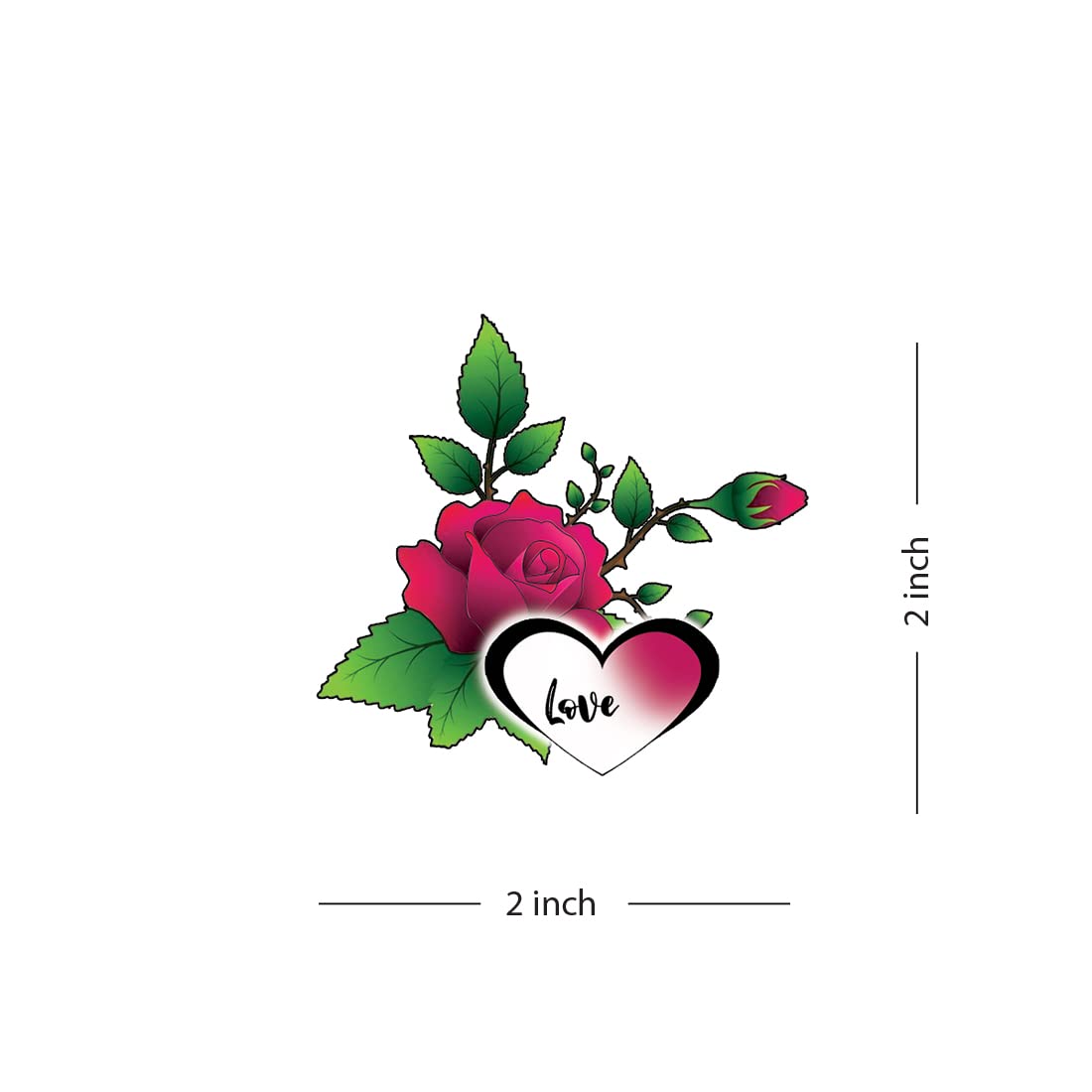 Waterproof Love Rose & Heart Temporary Tattoos for Men & Women - Romantic Body Art for Date Nights, Weddings & Special Occasions