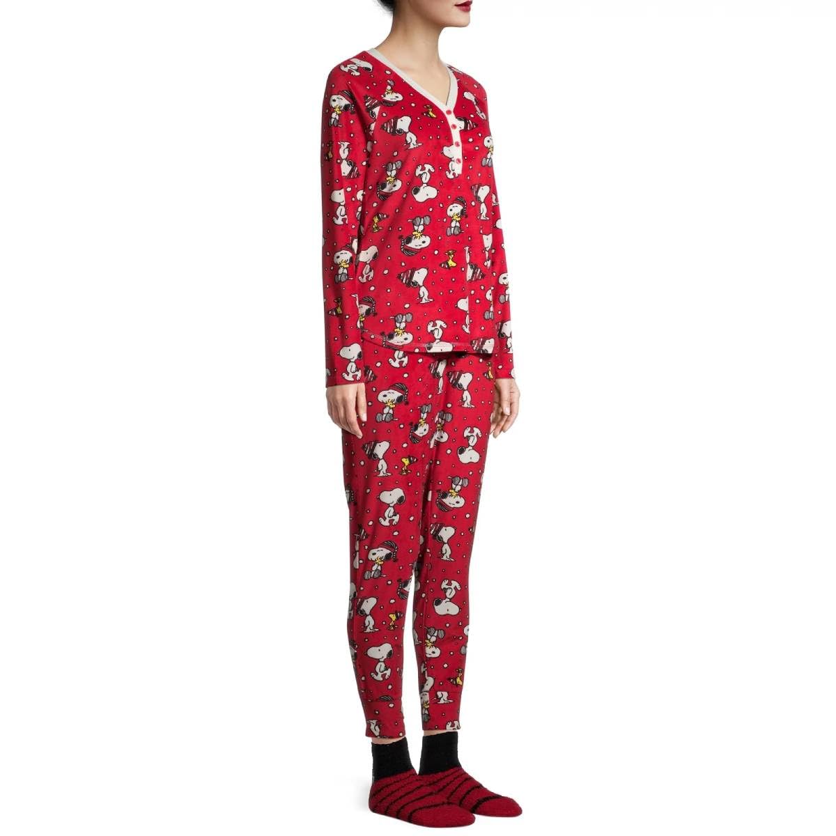 Christmas Peanuts Snoopy Red 3-Piece Pajama Set with Socks - Cozy Holiday Sleepwear for Women & Men | Perfect for Winter Nights, Christmas Eve & Family Gatherings