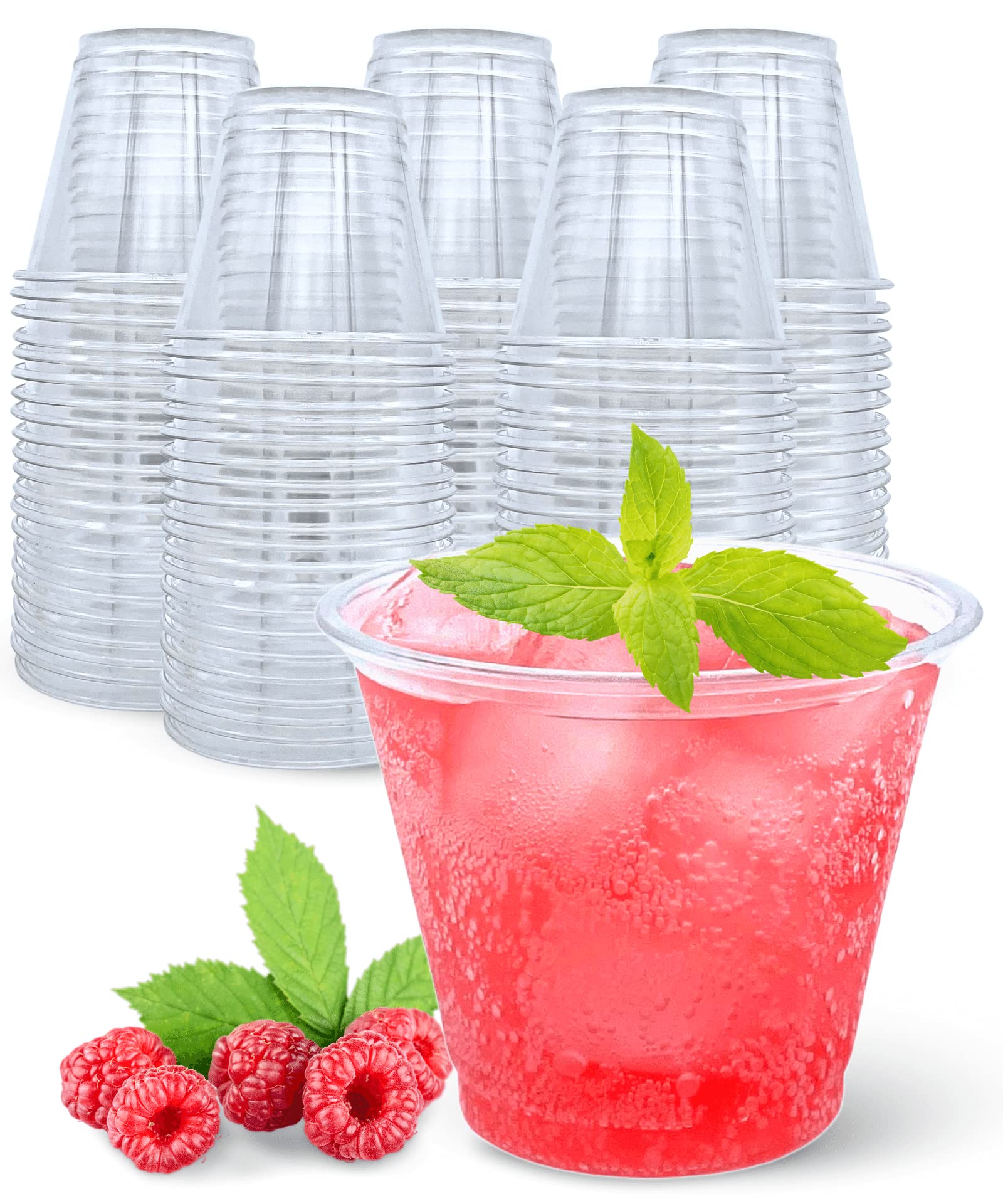 Aatriet 200 Pack 9 oz Clear Plastic Cups - Disposable Crystal Clear Drinking Cups for Parties, Events & Gatherings - Perfect for Iced Coffee, Juice, Soda, Smoothies, Cocktails & Frozen Treats - Great for BBQs, Picnics, Birthdays & Office Use