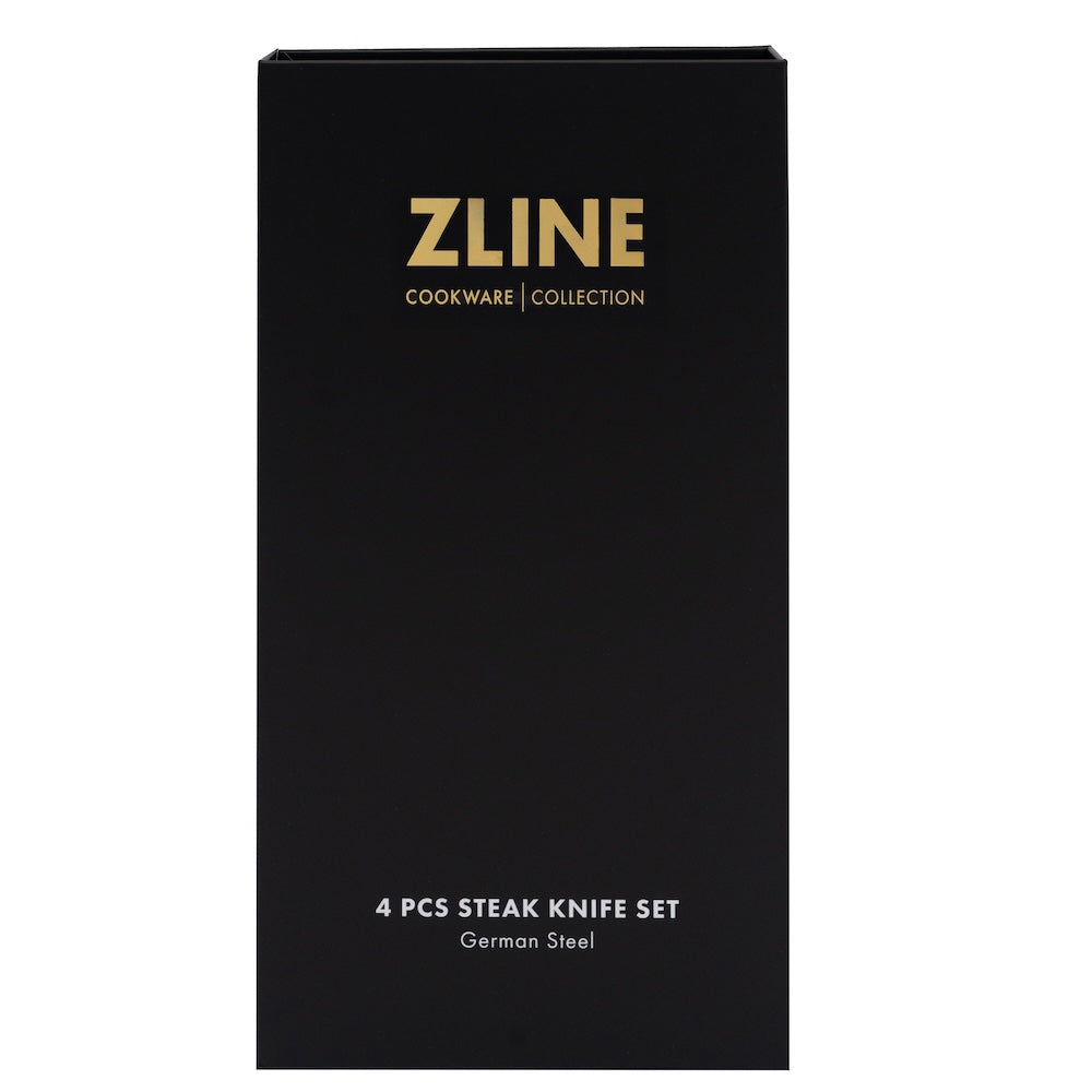 ZLINE 4-Piece Professional German Steel Steak Knife Set - High-Quality Sharp Knives for Steak, Meat & BBQ - Perfect for Dining, Gifting & Kitchen Essentials (STK GS 4)