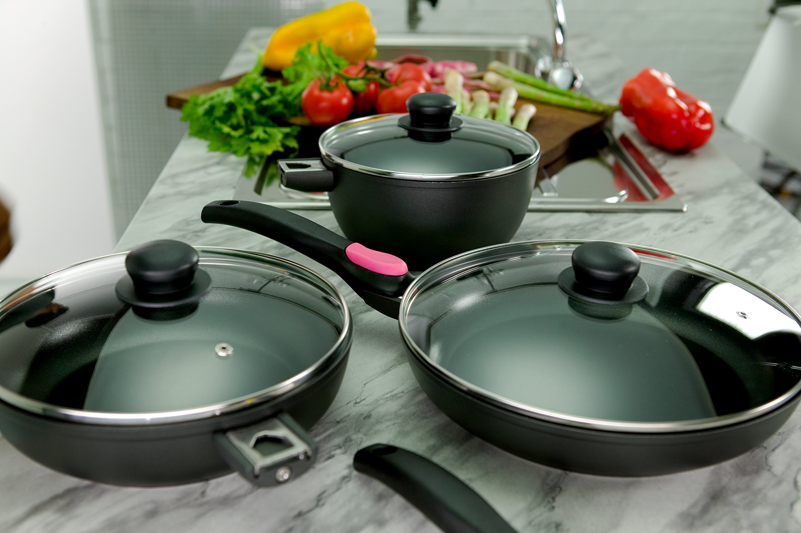 VinoLife Campana Happy Cooking Detachable Handle - Black Handle with White Lever - Universal Size for Pots & Pans - Perfect for Camping, RV & Small Kitchen Spaces