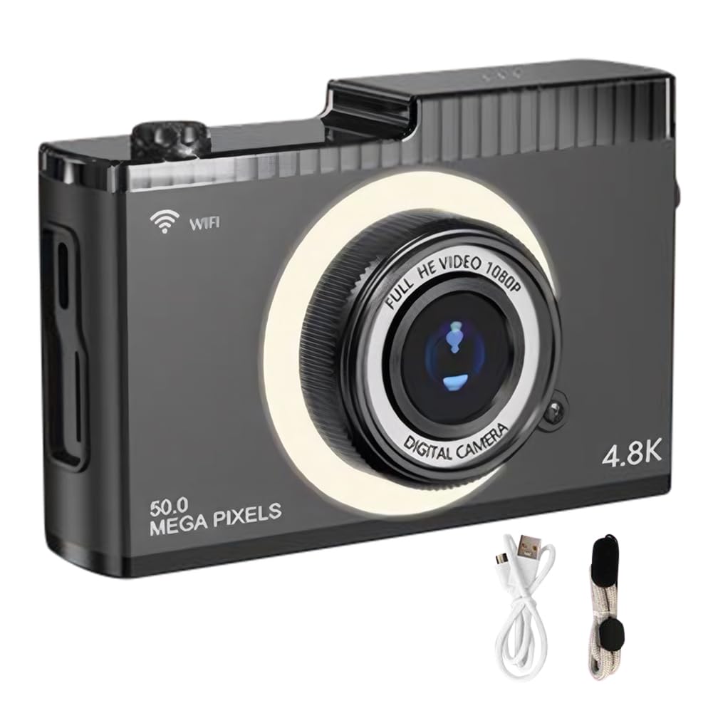 LYEAA 4K 50MP Digital Camera with 8x Optical Zoom, WiFi, Auto Focus & Fill Light - Vlogging, Travel Photography & YouTube Content Creation Camera