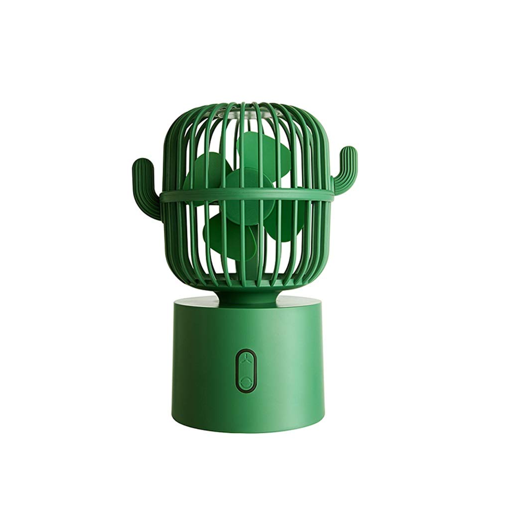Small USB Desk Fan - Cactus Mini Handheld Rechargeable Portable Fan with 80° Auto Rotation, 3 Speed Settings & Quiet Operation for Home, Office, Travel | Perfect for Cooling Workstations, Bedrooms & Outdoor Activities (Green)