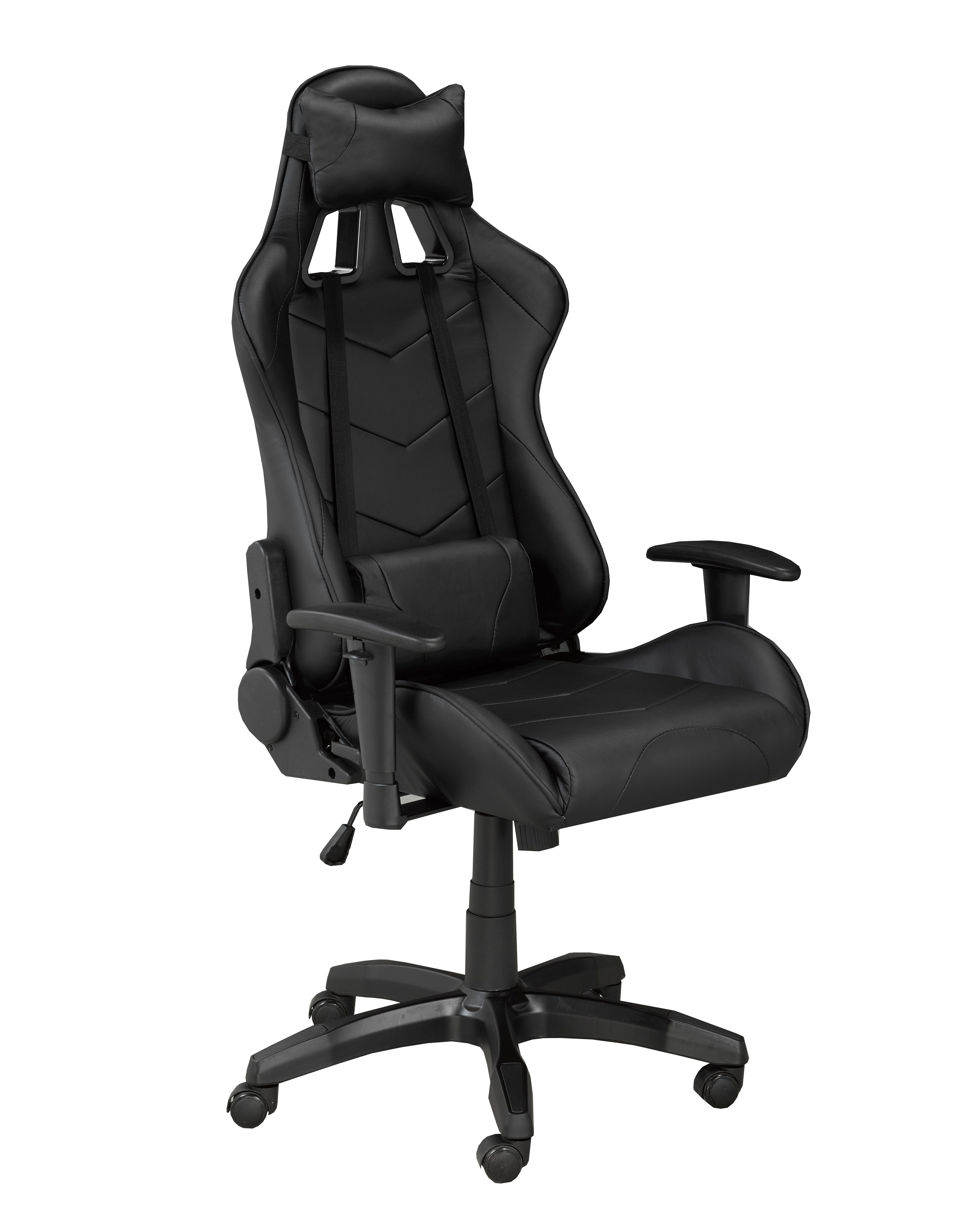 Premium Ergonomic Gaming Chair with Lumbar Support - Adjustable Height & Reclining Backrest - Black Racing Style for PC & Console Gamers - Perfect for Esports, Streaming & Home Office Use