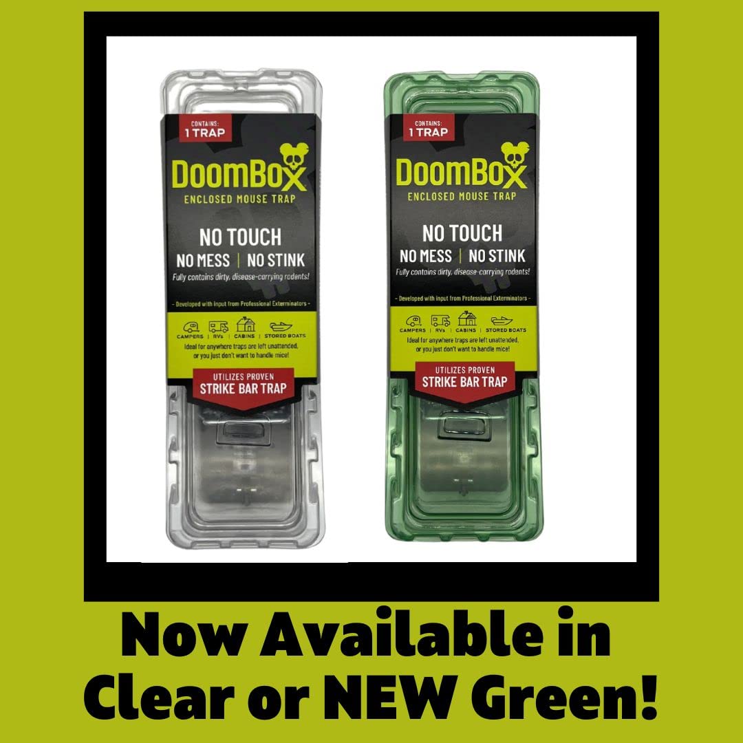 DoomBox™ Clear Enclosed Mouse Trap - Humane & Effective Rodent Control with Patented Click-It™ Closure | Safe for Kids & Pets | Child Resistant Certified | Made in USA (10 Pack) | Ideal for Home, Garage, Basement & Outdoor Use
