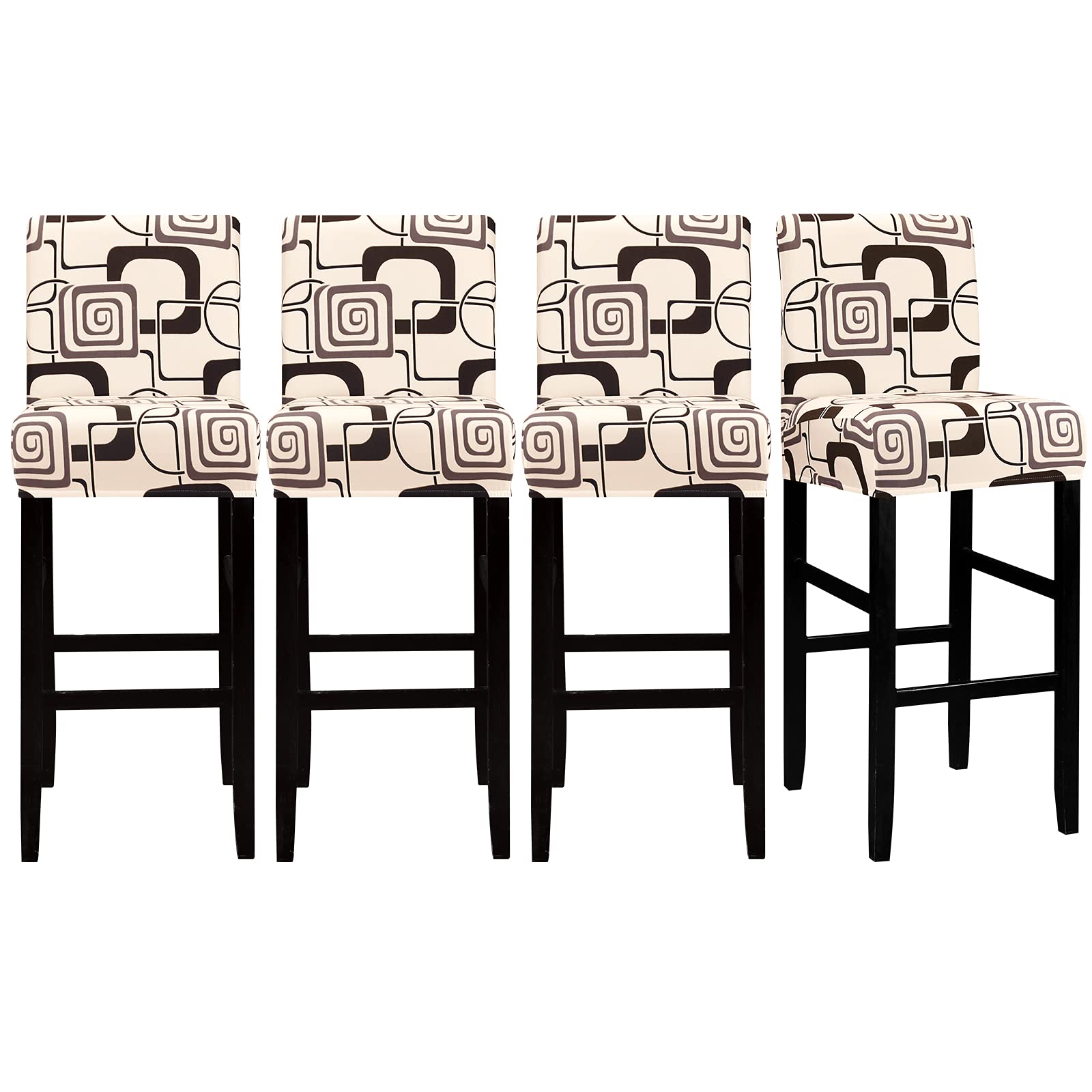 Lellen Jacquard Bar Chair Stool Covers - 4 Pack Stretch Slipcovers for Swivel Dining & Counter Height Chairs, Premium Pattern Design (785K) - Perfect for Kitchen, Bar, Dining Room & Office Decor