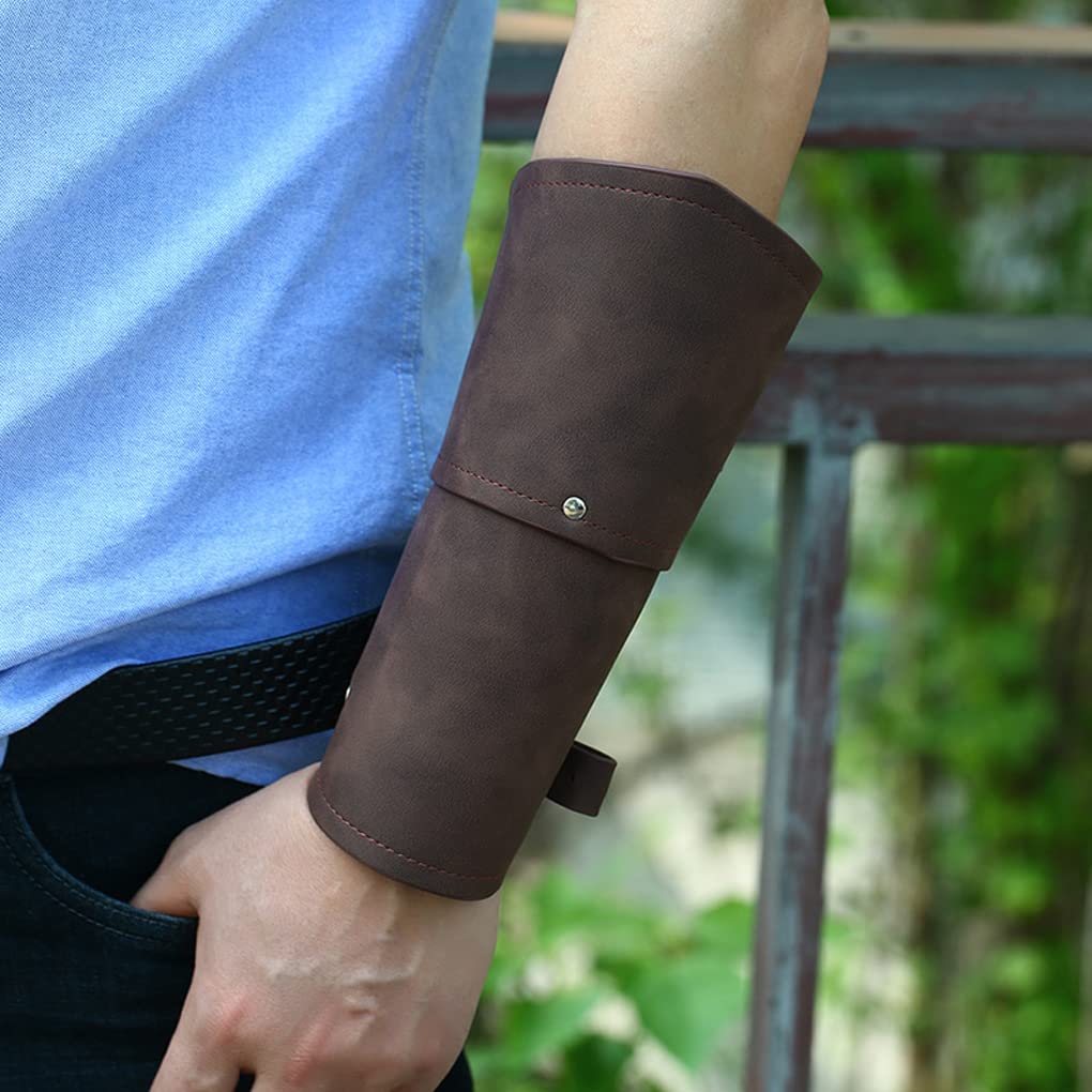 Punk Faux Leather Gauntlet Bracelet - Medieval Style Buckle Cuff Armor Wristband for Cosplay, Gothic Fashion & Renaissance Fairs