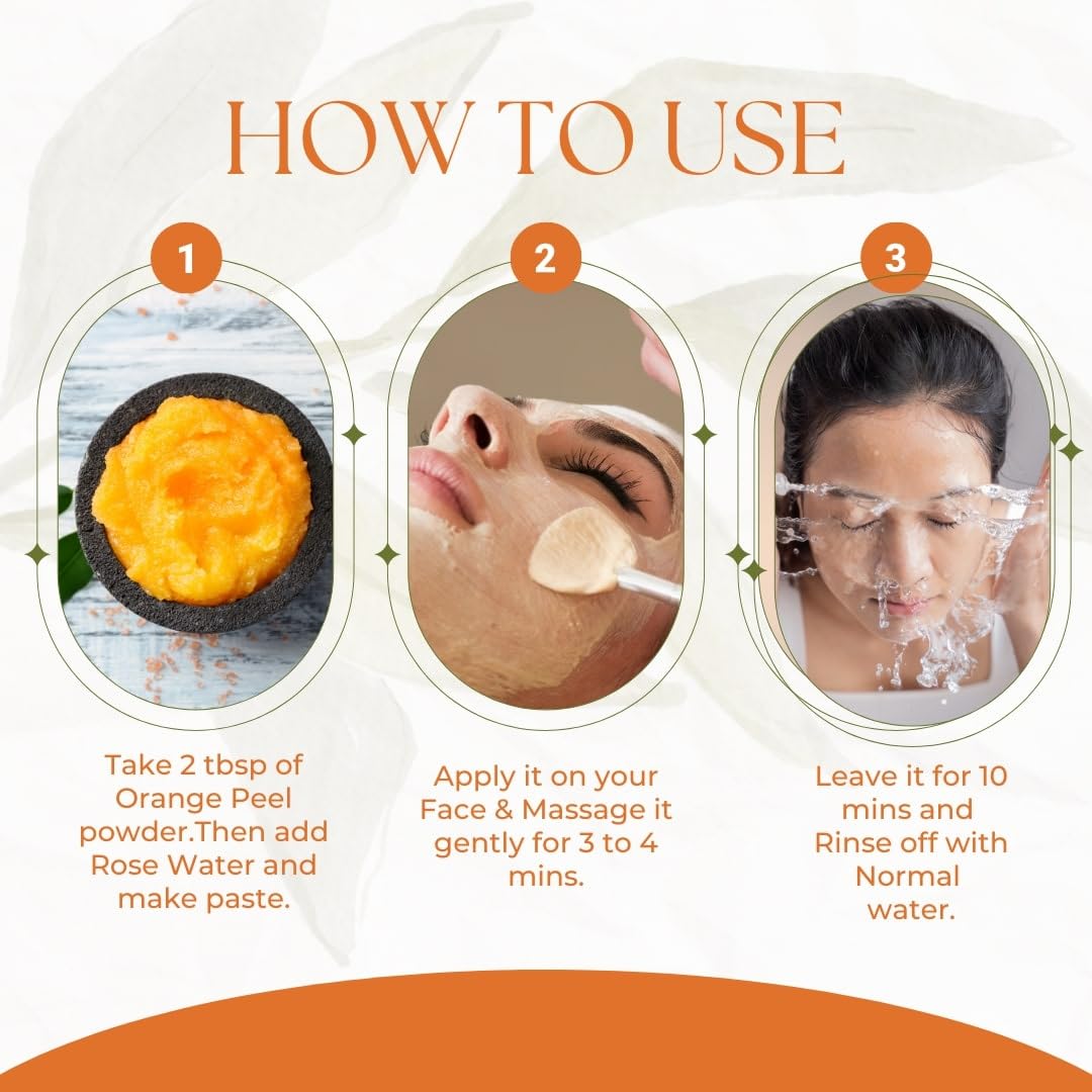 Valioso Pure & Organic Orange Peel Powder for Face & Skin Brightening - 200g | Natural Face Pack (Santra Chilka Powder) | DIY Glow Mask & Exfoliating Scrub for Radiant Skin