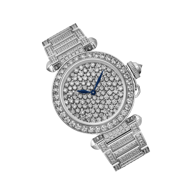 Cartier Pasha 35mm White Gold Diamond Ladies Watch - Luxury Women's Timepiece for Formal Events & Special Occasions