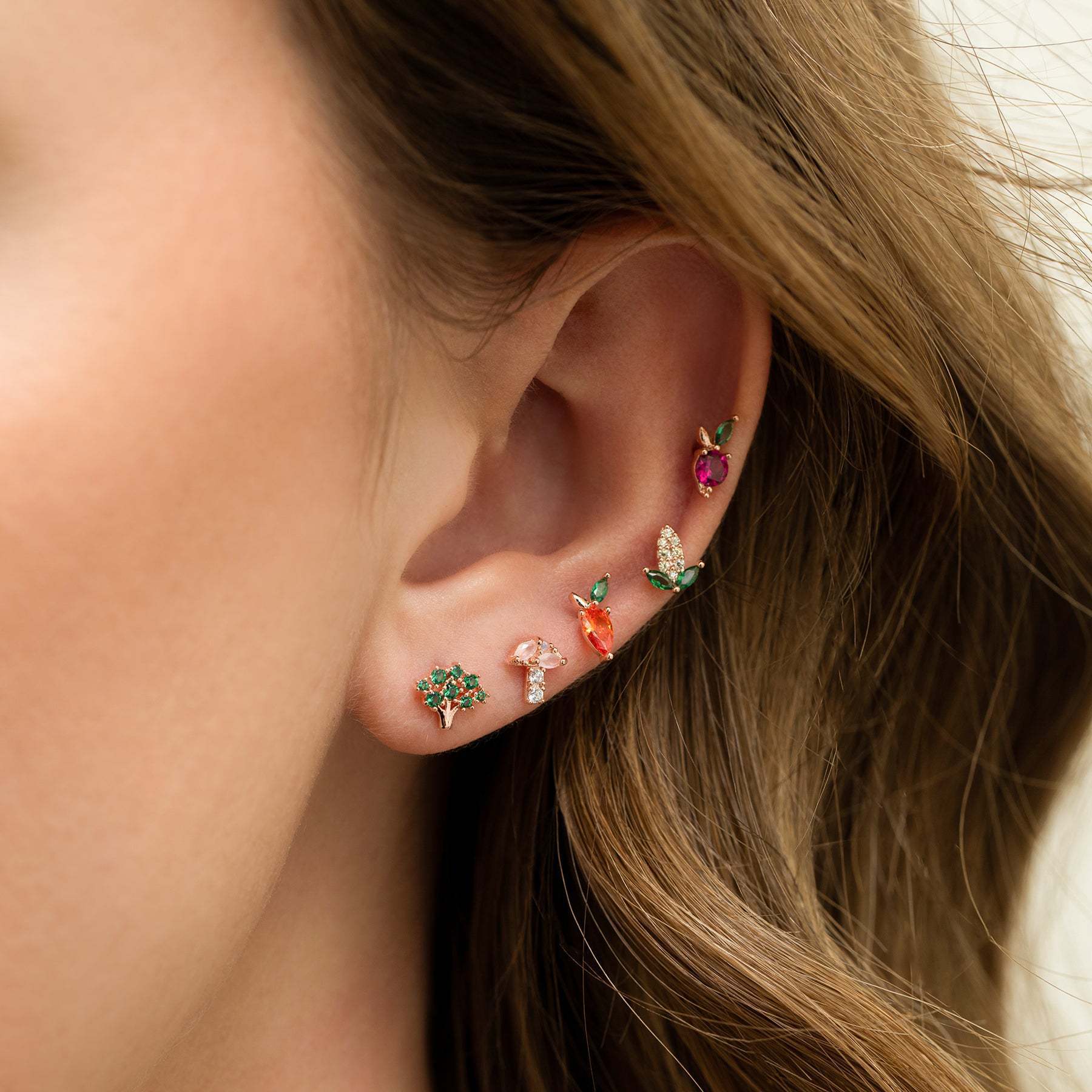 20G Cute Fruits Conch Stud Helix Stud Earrings for Women | EGD0488 | Trendy Cartilage Piercing Jewelry for Everyday Wear & Gifts