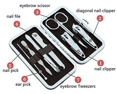 7 in 1 Manicure & Pedicure Kit with Mini Storage Purse - Stainless Steel Nail Care Set for Home & Travel | Aabhir TRADERS Multi-Color Beauty Tools