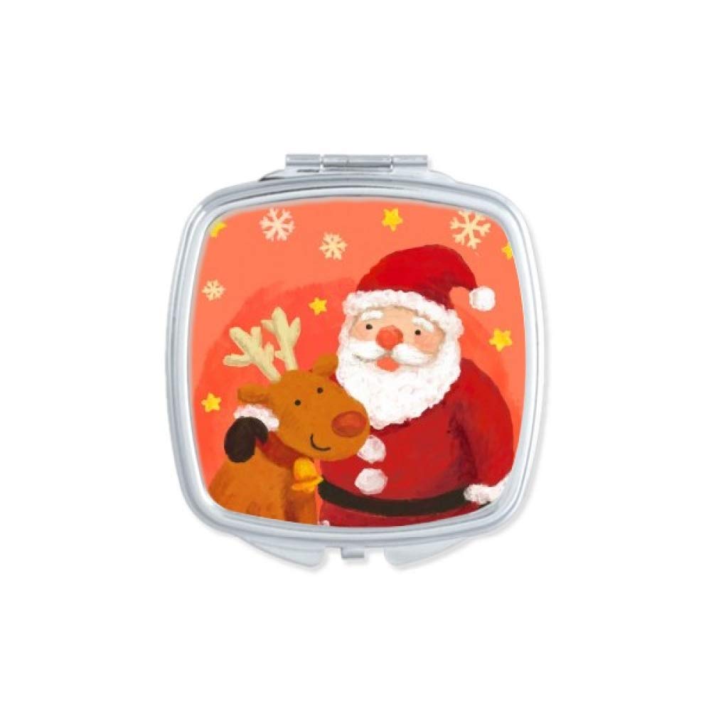 Portable Double-Sided Compact Mirror with Santa Claus & Snowflake Design - Perfect for Travel, Makeup, and Holiday Festivals
