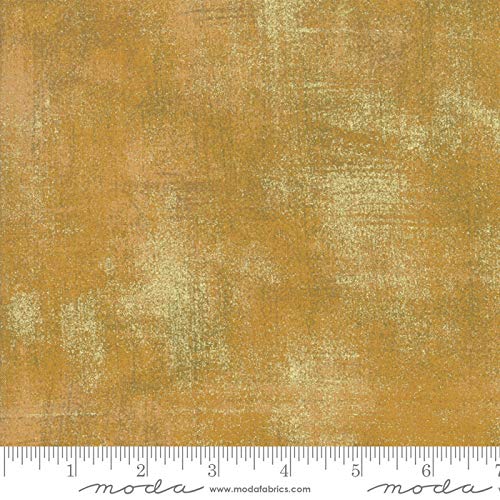 Moda Basic Grey Grunge Metallic Quilt Fabric - Harvest Gold Style 30150/522 for DIY Quilting, Home Decor & Craft Projects