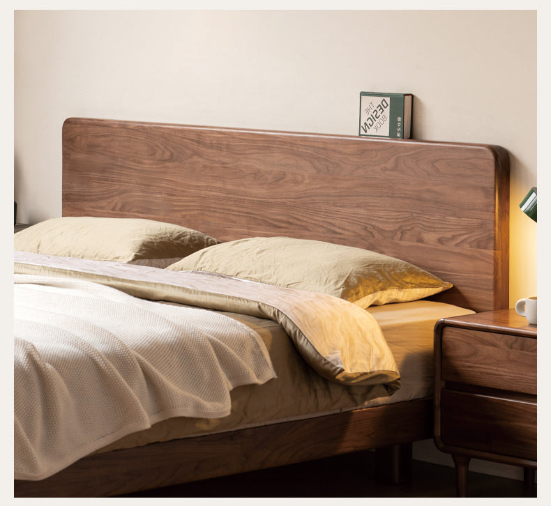 Solid Wood Floating Bed Frame - Black Walnut & Oak - Modern Platform Bed with Hidden Storage - Perfect for Small Bedrooms & Minimalist Home Decor