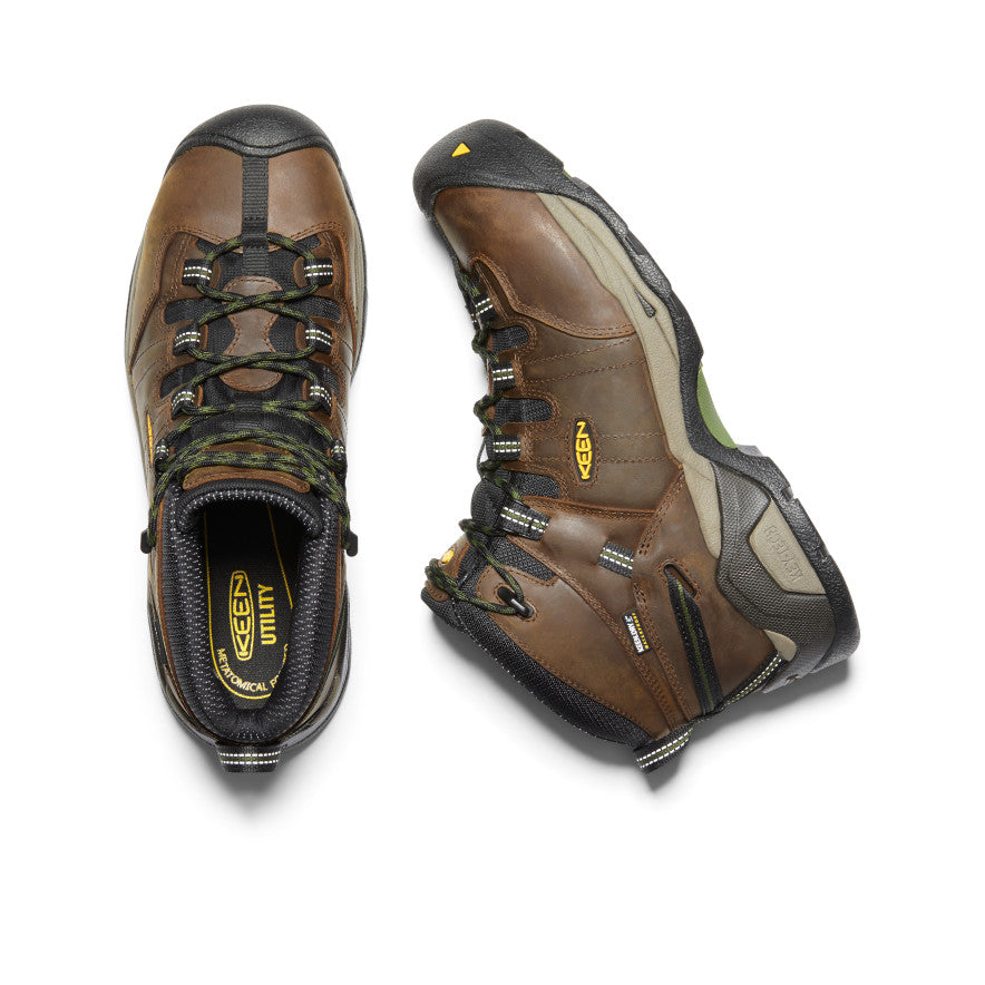 Men's Detroit XT Steel Toe Waterproof Work Boots - Cascade Brown/Bronze Green | Heavy Duty Construction, Slip Resistant | Ideal for Construction, Landscaping & Outdoor Work