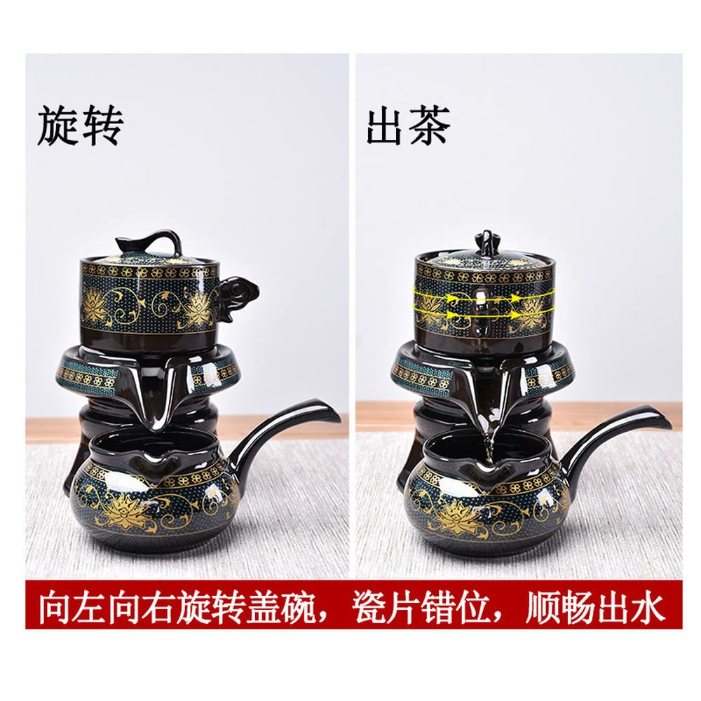 Premium Semi-Automatic Ceramic Kung Fu Tea Set - Traditional Chinese Lazy Teaware with Teapot & Cups for Home Tea Ceremony | Perfect for Relaxation, Meditation & Gift Giving