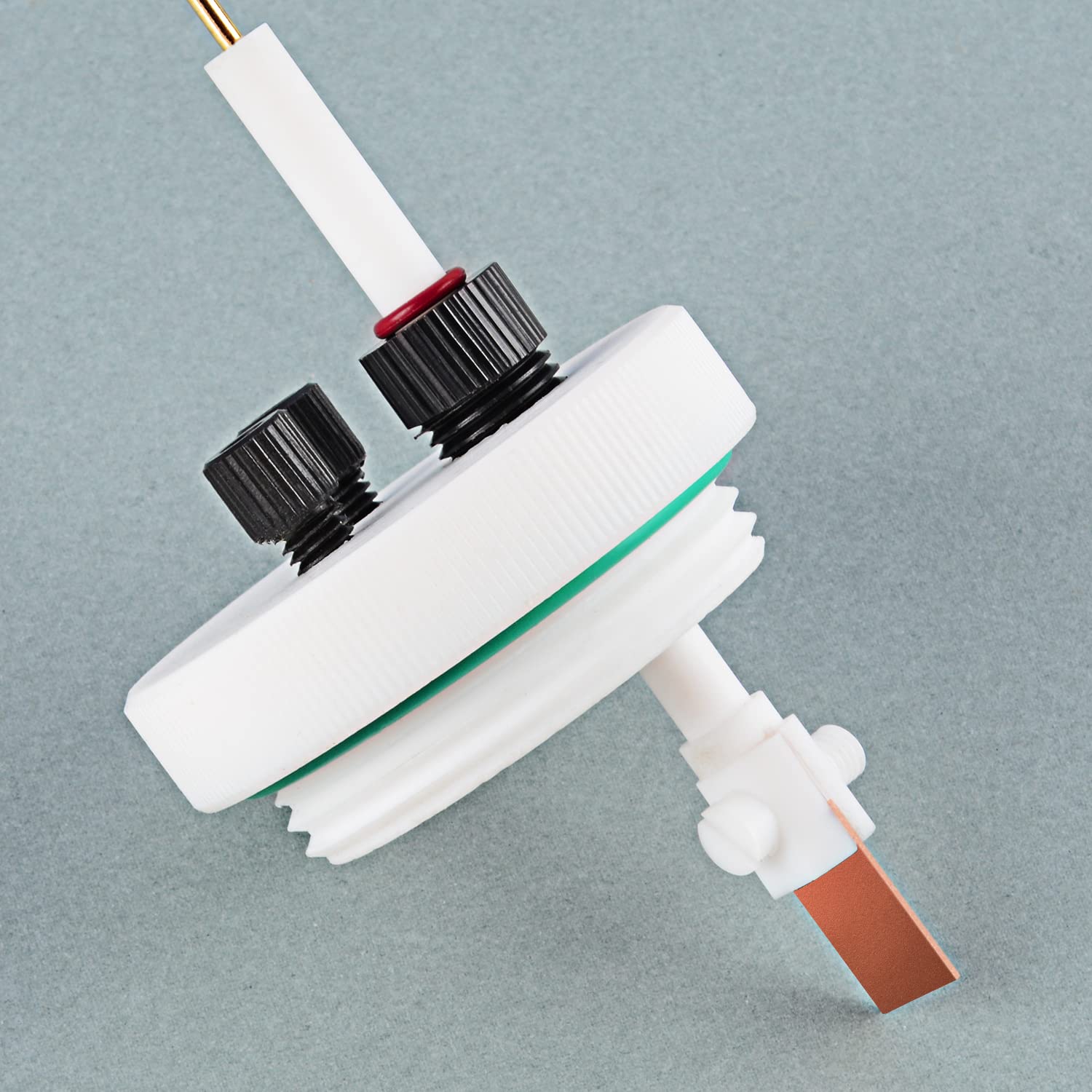 Stonylab PTFE Platinum Electrode Holder - 10x10mm Platinum Sheet & PTFE Body, Multi-Purpose Replaceable Electrode Clip for Electrochemistry, Lab Experiments & Research Applications