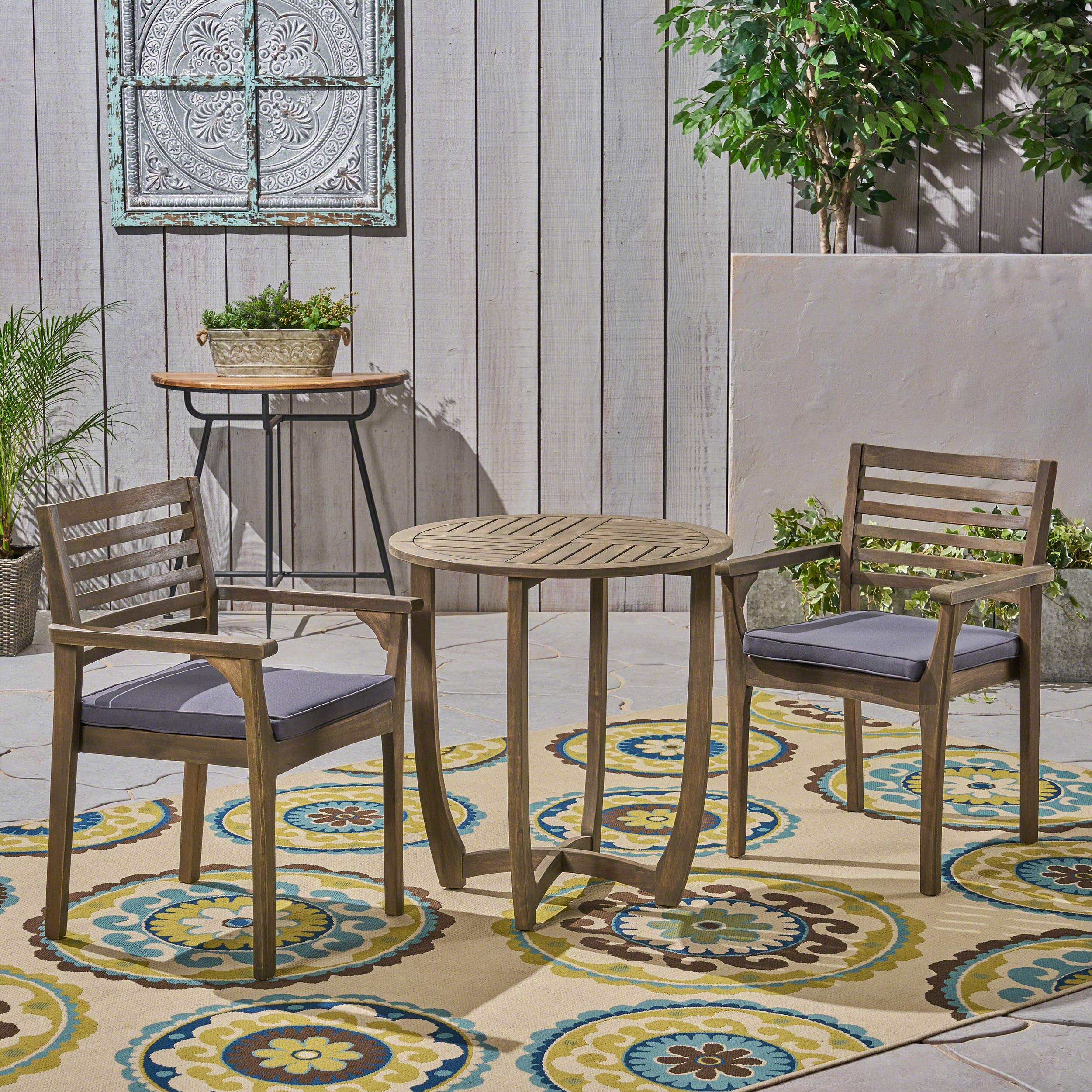 GDFStudio Acacia Wood 2-Person Outdoor Patio Dining Set - 28