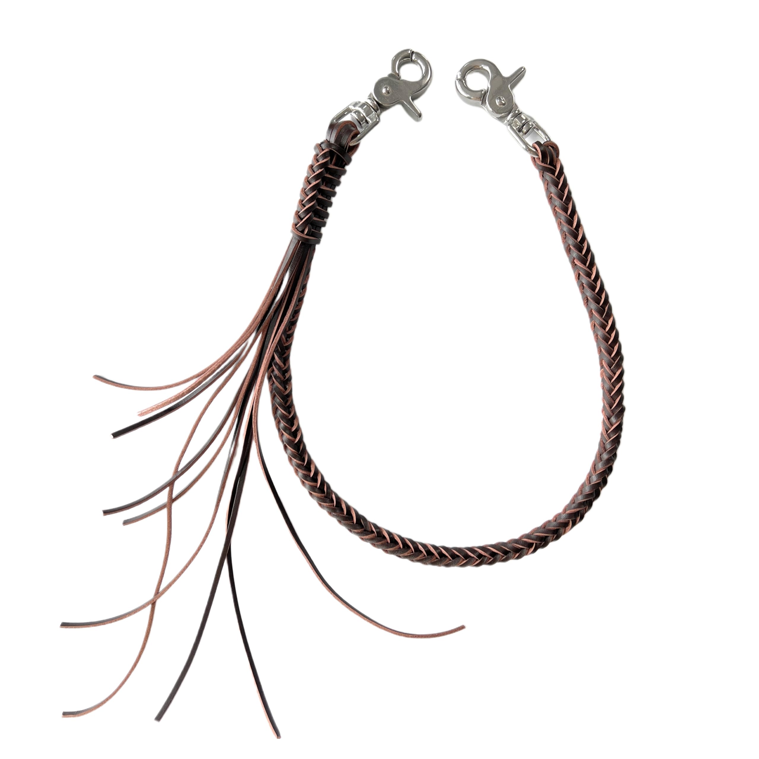 Braided Genuine Leather Wallet Chain with 316 Stainless Steel Swivel Trigger Snaps - Brown | Secure & Stylish Accessory for Men's Wallets, Keys & Everyday Carry (EDC) | Perfect for Bikers, Travelers & Outdoor Enthusiasts