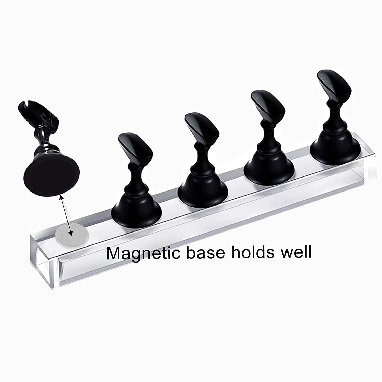 MY COLORS Acrylic Nail Display Stand - Magnetic Nail Practice Stand for False Tips, DIY Nail Art Holder for Salon & Home Use (Black, 1 Set) | Perfect for Nail Technicians, Beginners & Nail Art Enthusiasts