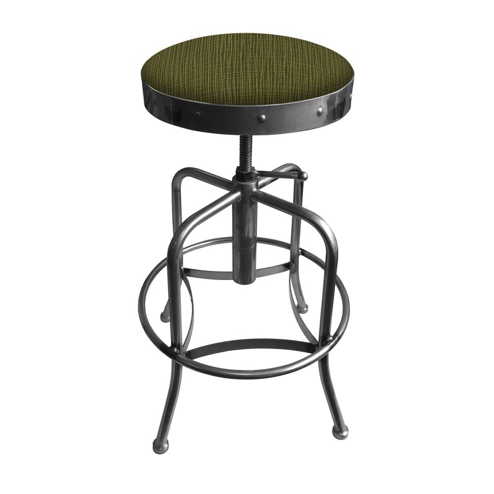 Adjustable Industrial Stool with Clear Coat Finish & Graph Parrot Seat - Heavy Duty Workshop Stool for Garage, Factory, and Office Use